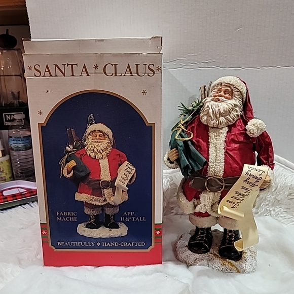 VTG Kurt S. Adler Santa's World Fabric Mache 12" Centerpiece Figurine in OG Box - Picture 3 of 16